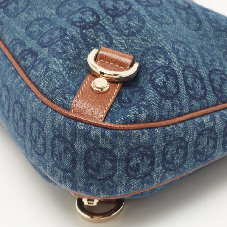 Pre Owned Gucci Denim Abbey Medium D-Ring Hobo Bag