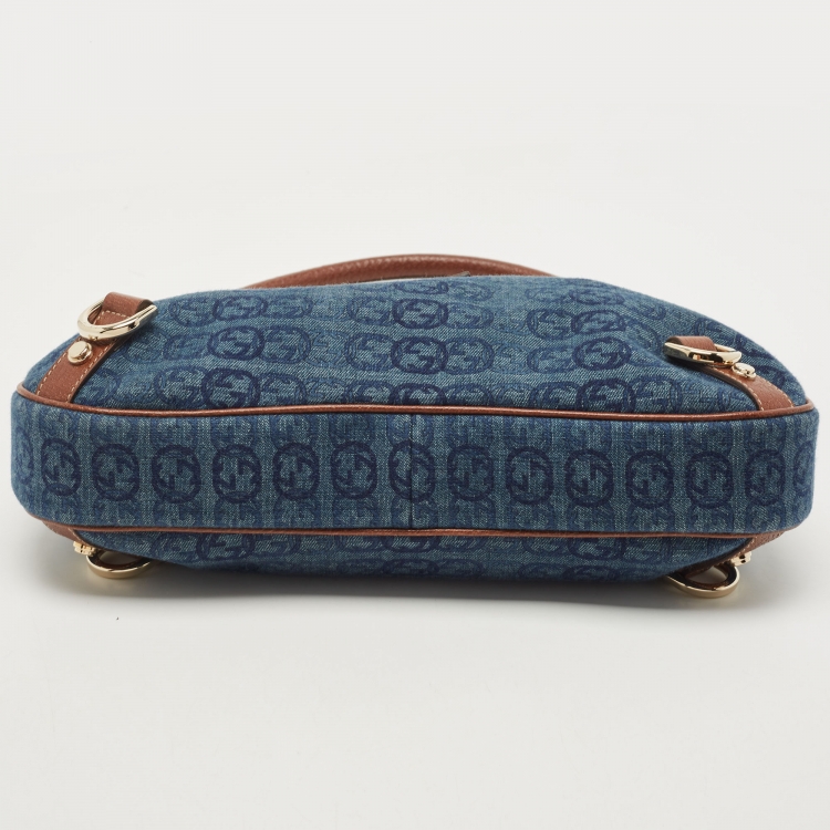 Pre Owned Gucci Denim Abbey Medium D-Ring Hobo Bag