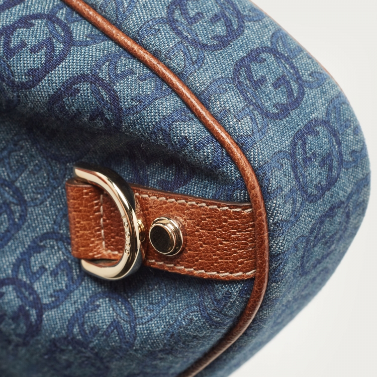 Pre Owned Gucci Denim Abbey Medium D-Ring Hobo Bag