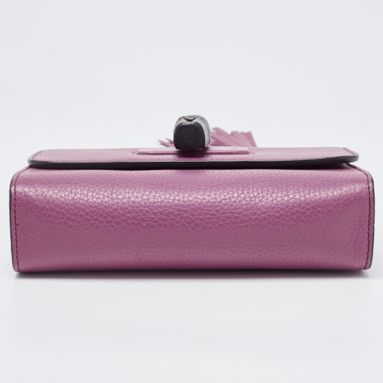 مملوكة مسبقًا Gucci Magenta Leather Miss Bamboo Tassel Chain Bag