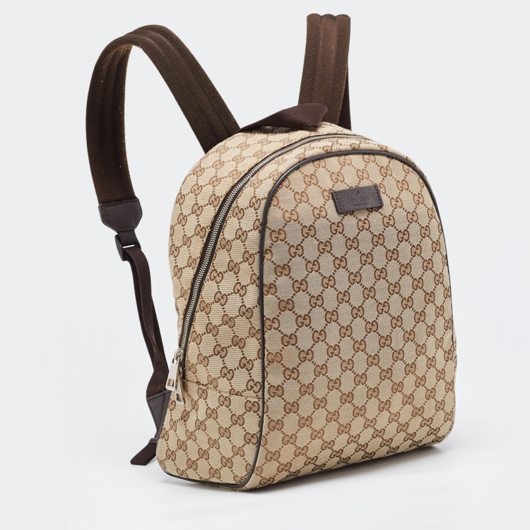 Pre Owned Gucci Beige/Ebony Monogram Canvas Travel Backpack