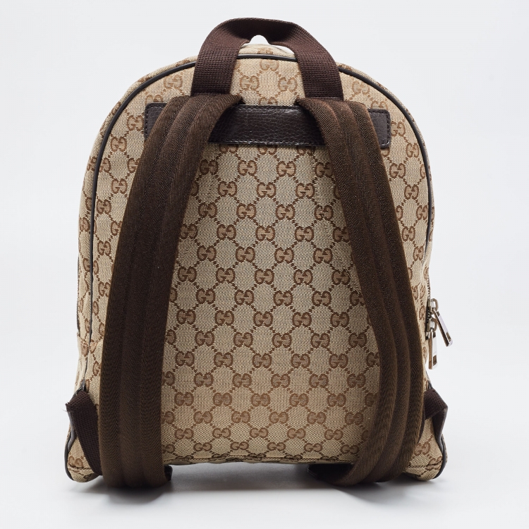 Pre Owned Gucci Beige/Ebony Monogram Canvas Travel Backpack