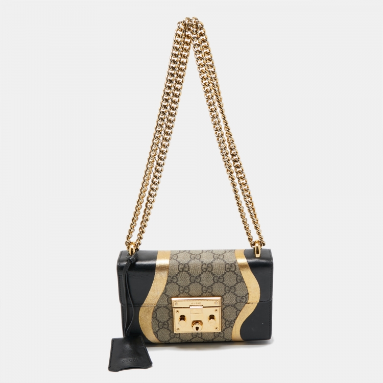 Gucci Tri Color GG Supreme and Leather Small Padlock Shoulder Bag Gucci