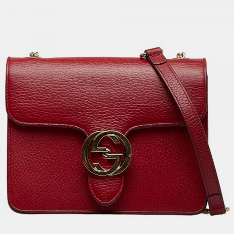 Gucci Interlocking G Leather Shoulder Bag on SALE