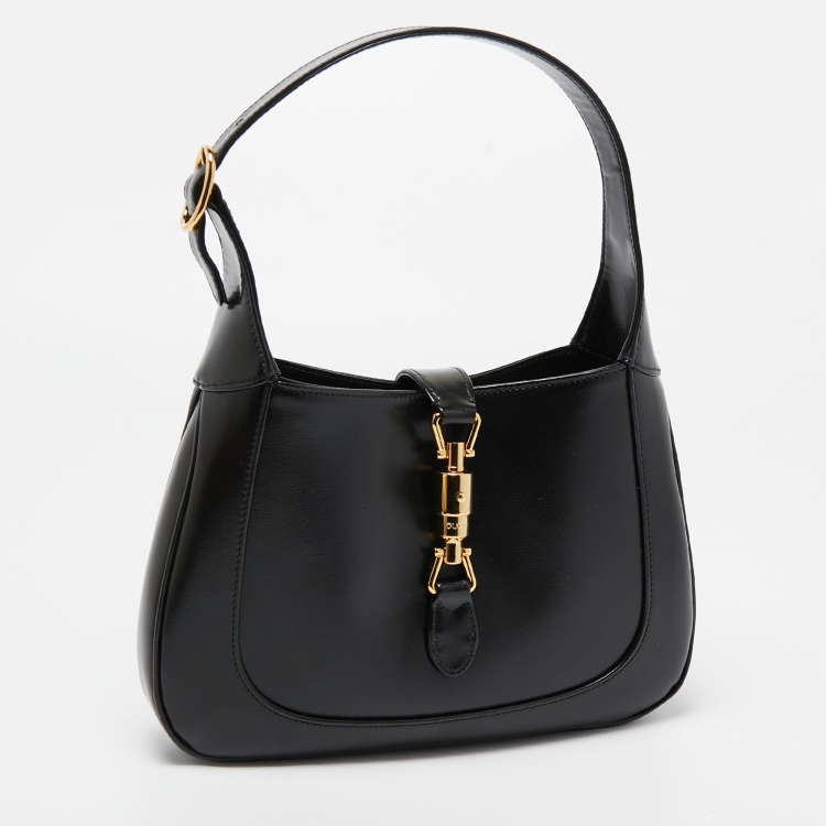 Pre Owned Gucci Black Leather Small Jackie 1961 Hobo