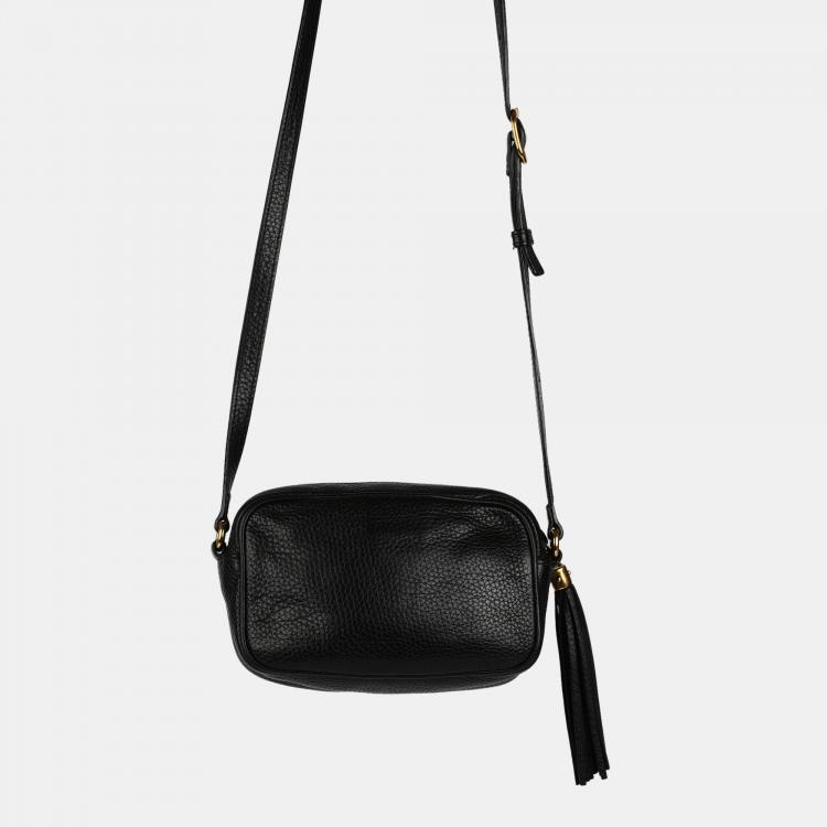 Pre Owned Gucci Black Grained Calf Leather Mini Soho Bag