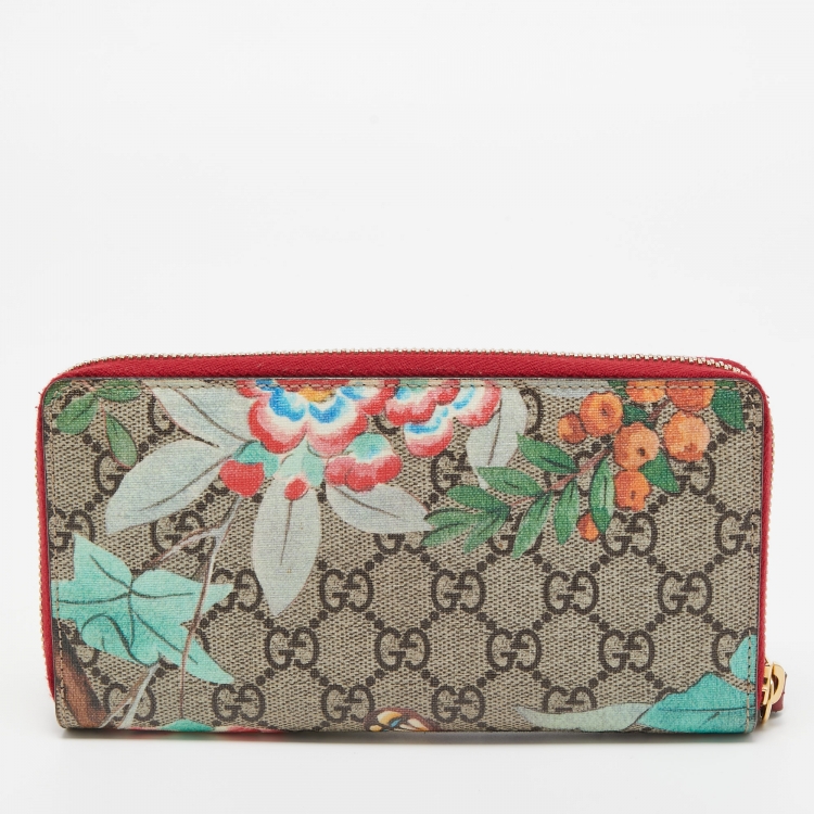 Pre Owned Gucci Multicolor GG Supreme Canvas Tian  Zip Around Wallet