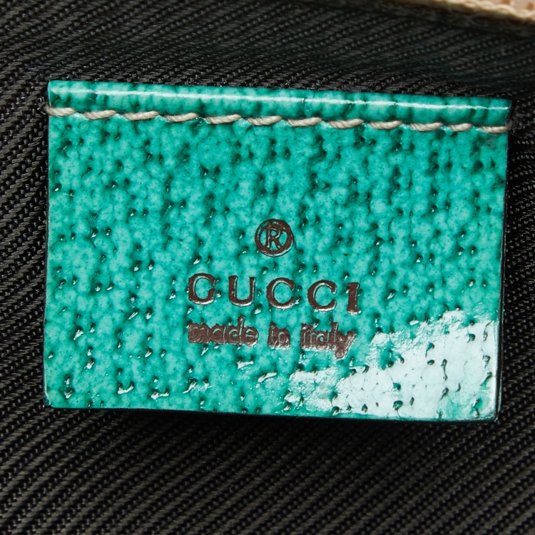 مملوكة مسبقًا Gucci Beige/Green GG Canvas and Leather Pochette Bag