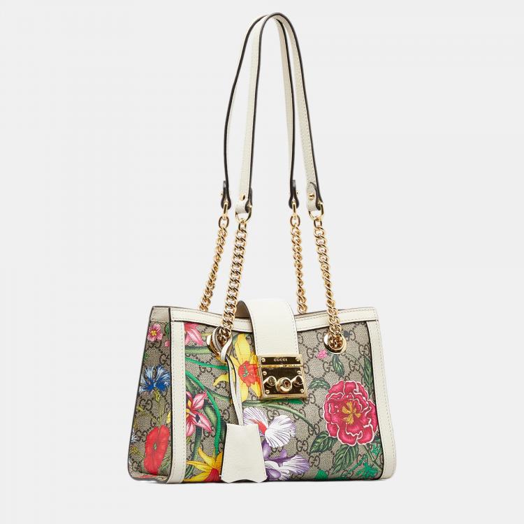 Gucci ladies padlock 2024 gg flora shoulder bag