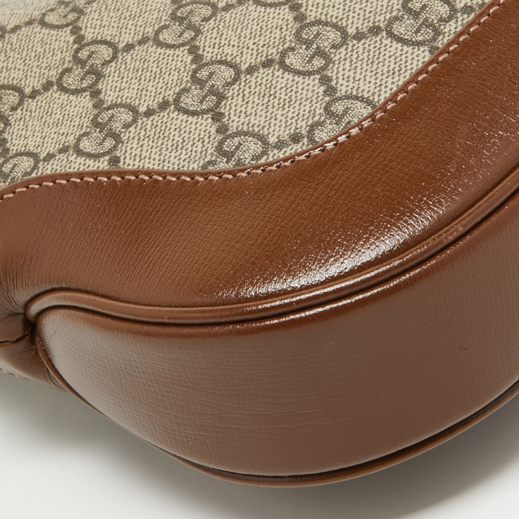 Pre Owned Gucci Brown/Beige GG Supreme Canvas and Leather Small  Jackie 1961 Hobo