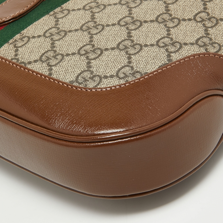 Pre Owned Gucci Brown/Beige GG Supreme Canvas and Leather Small  Jackie 1961 Hobo