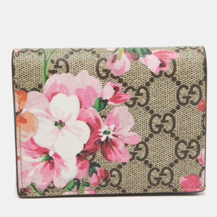 Pre Owned Gucci Multicolor GG Supreme Blooms Canvas Card Holder