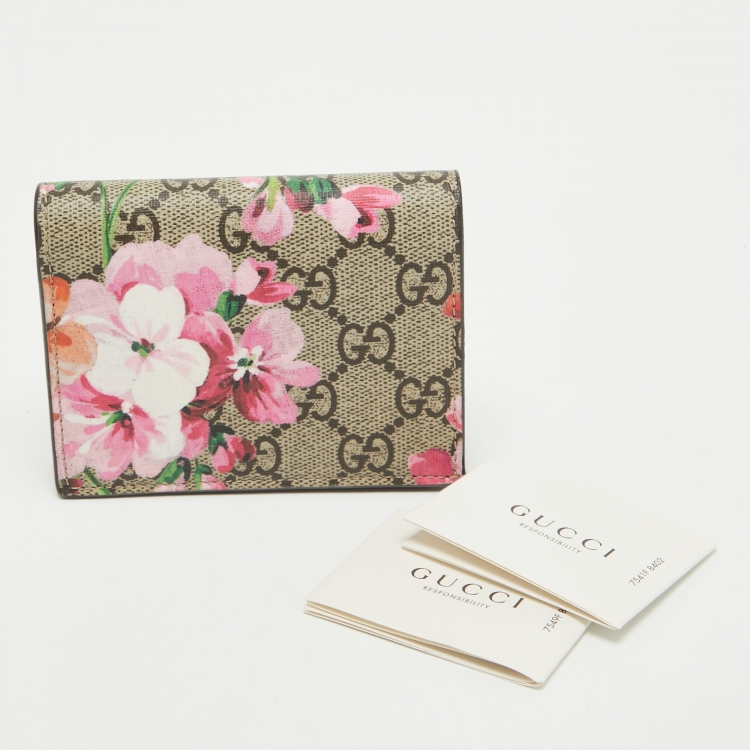 Pre Owned Gucci Multicolor GG Supreme Blooms Canvas Card Holder