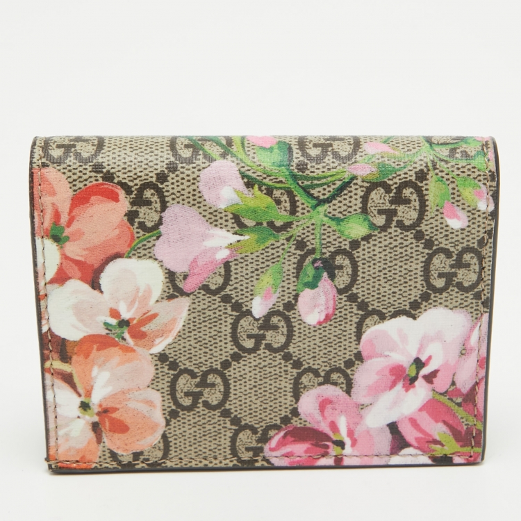 Pre Owned Gucci Multicolor GG Supreme Blooms Canvas Card Holder