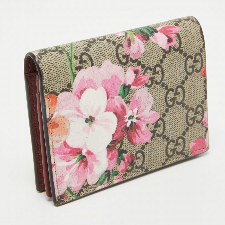 Pre Owned Gucci Multicolor GG Supreme Blooms Canvas Card Holder