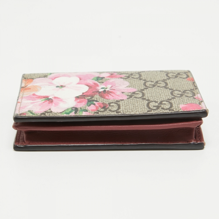 Pre Owned Gucci Multicolor GG Supreme Blooms Canvas Card Holder
