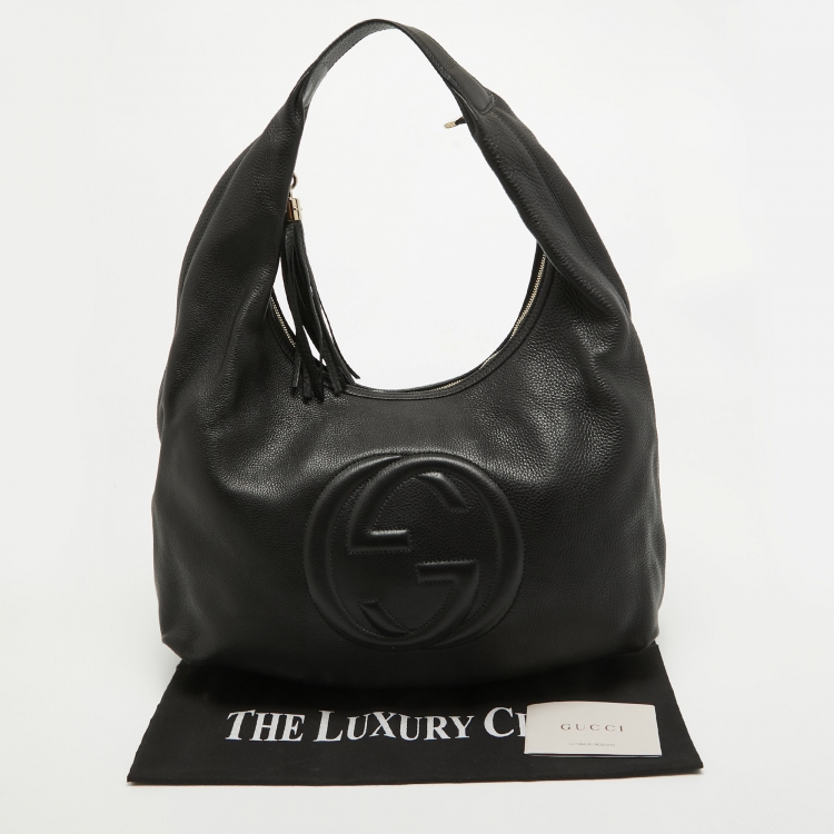 Pre Owned Gucci Black Leather Soho Disco Hobo