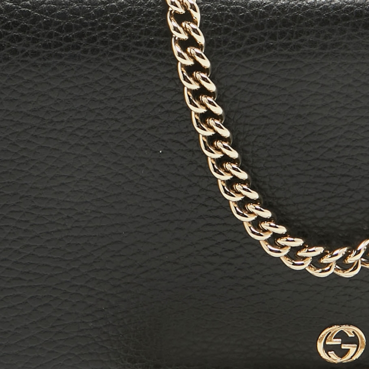Pre Owned Gucci Black Leather Betty Wallet on Chain 