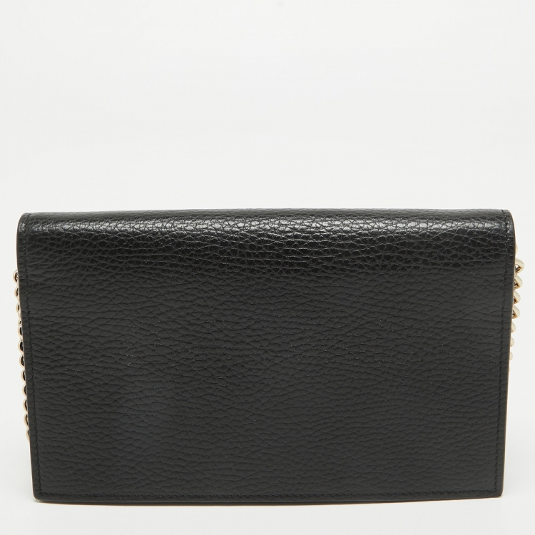 Pre Owned Gucci Black Leather Betty Wallet on Chain 