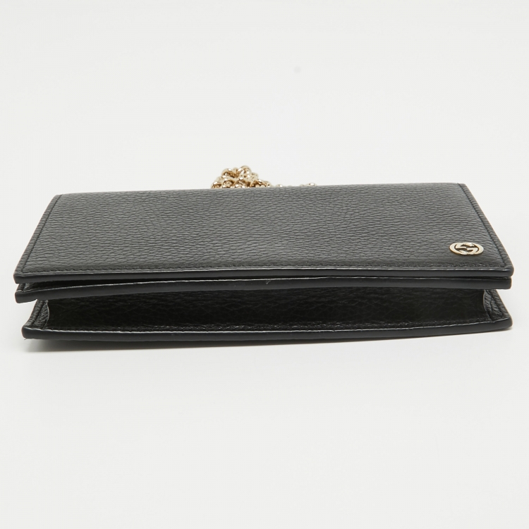 Pre Owned Gucci Black Leather Betty Wallet on Chain 