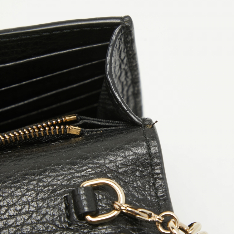 Pre Owned Gucci Black Leather Betty Wallet on Chain 