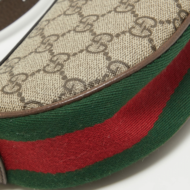 Pre Owned Gucci Beige/Brown GG Supreme Canvas and Leather Mini Ophidia Bag 