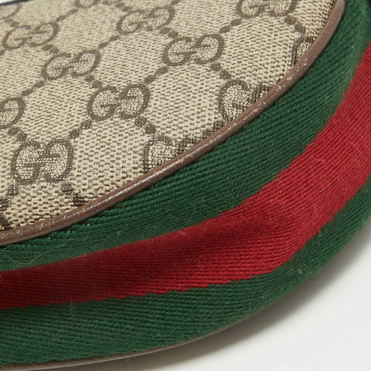 Pre Owned Gucci Beige/Brown GG Supreme Canvas and Leather Mini Ophidia Bag 