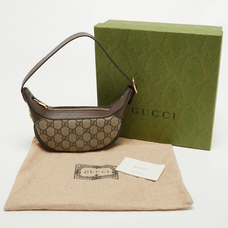 Pre Owned Gucci Beige/Brown GG Supreme Canvas and Leather Mini Ophidia Bag 