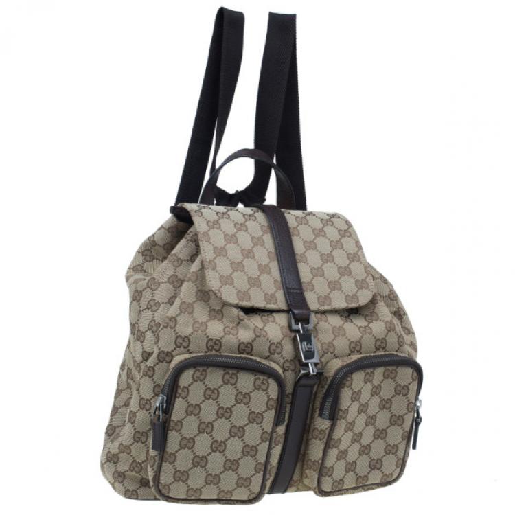 Pre Owned Gucci Brown Original GG Embossed Monogram Canvas Backpack