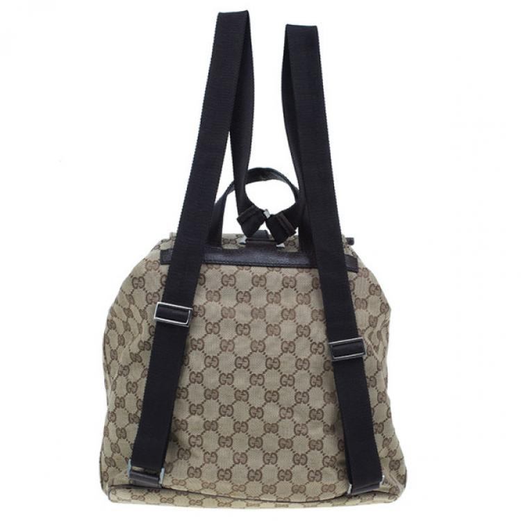 Pre Owned Gucci Brown Original GG Embossed Monogram Canvas Backpack