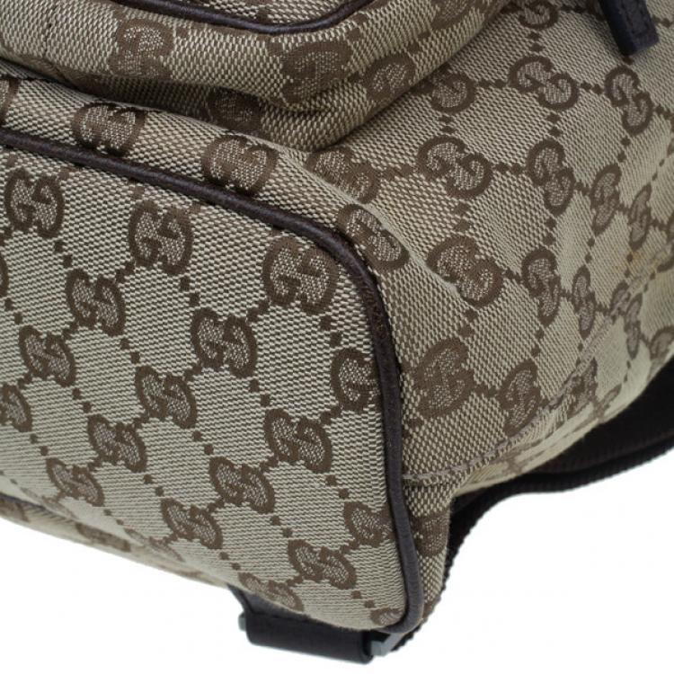 Pre Owned Gucci Brown Original GG Embossed Monogram Canvas Backpack