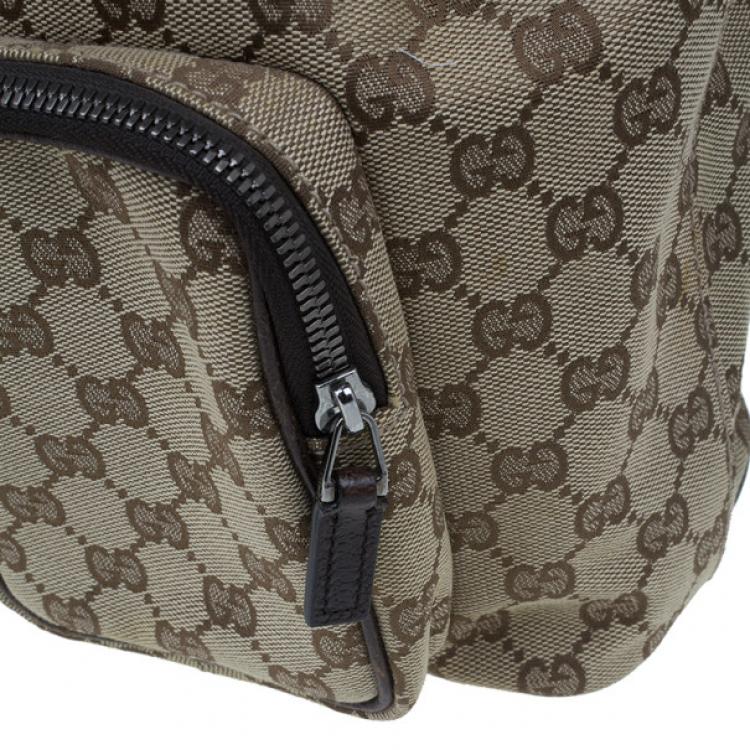 Pre Owned Gucci Brown Original GG Embossed Monogram Canvas Backpack