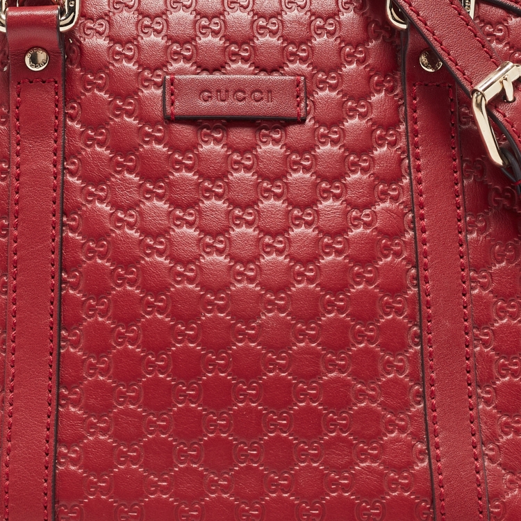 Pre Owned Gucci Red Microguccissima Leather Mini Nice Dome Bag