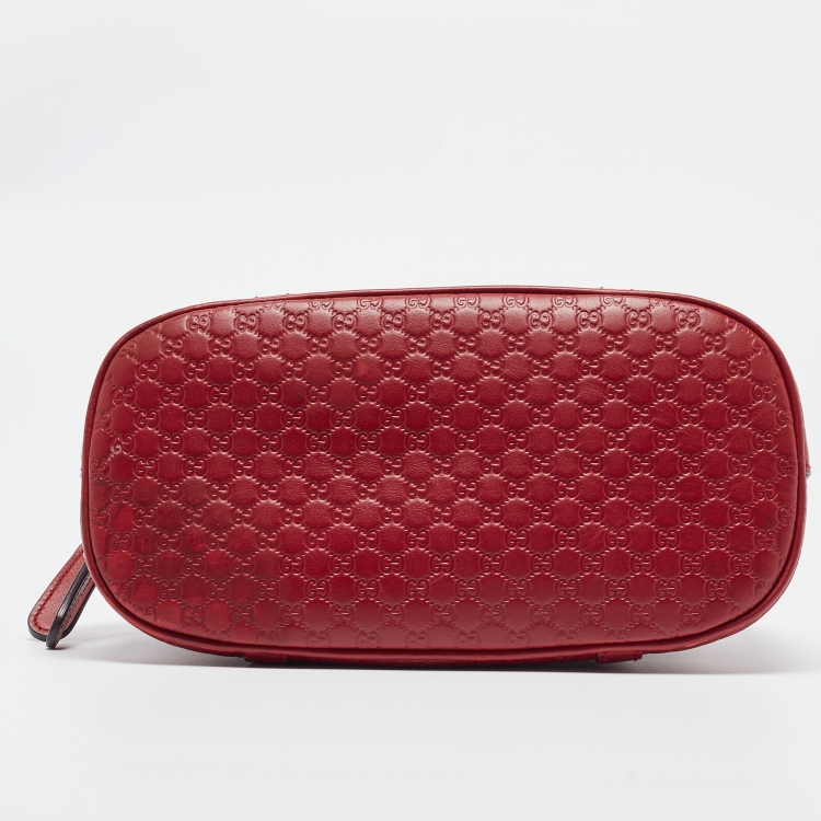 Pre Owned Gucci Red Microguccissima Leather Mini Nice Dome Bag
