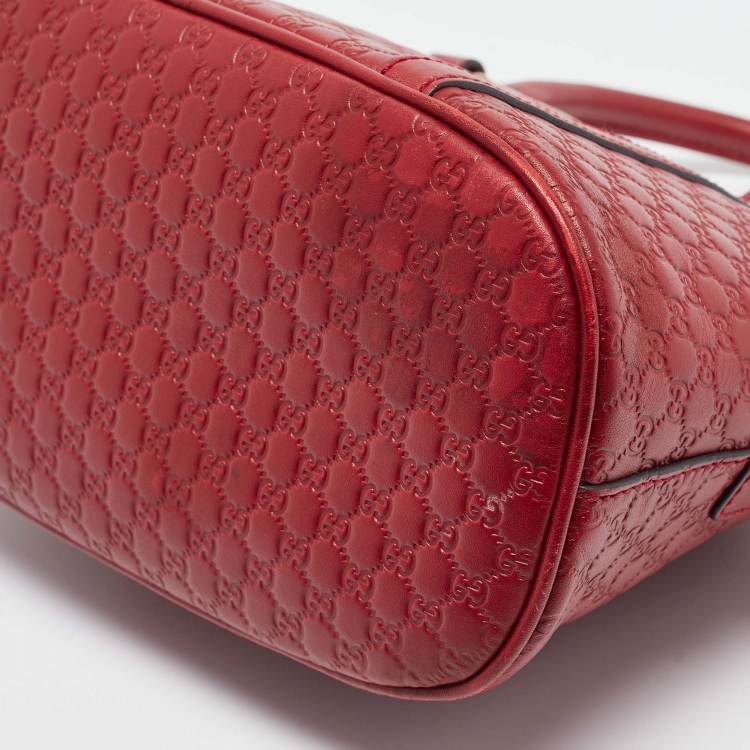 Pre Owned Gucci Red Microguccissima Leather Mini Nice Dome Bag