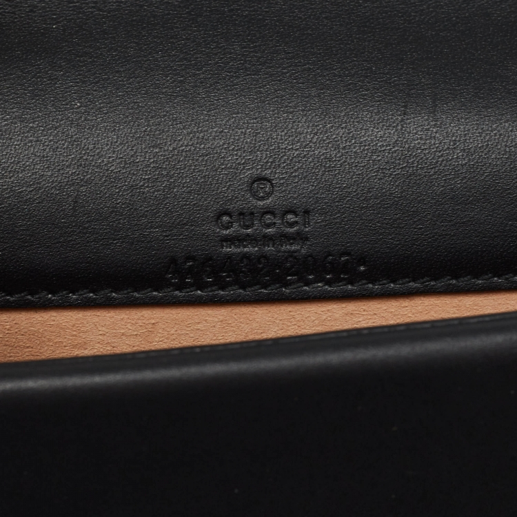 Pre Owned Gucci Black Leather and Velvet Super Mini Dionysus Crystals Chain Bag