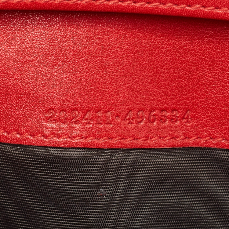Pre Owned Gucci Red Guccissima Leather Logo French Wallet