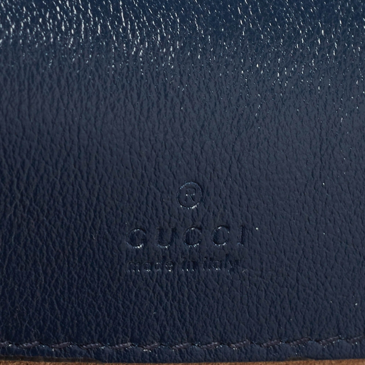 Pre Owned Gucci Navy Blue Matelasse Leather Mini GG Torchon Marmont Bucket Bag