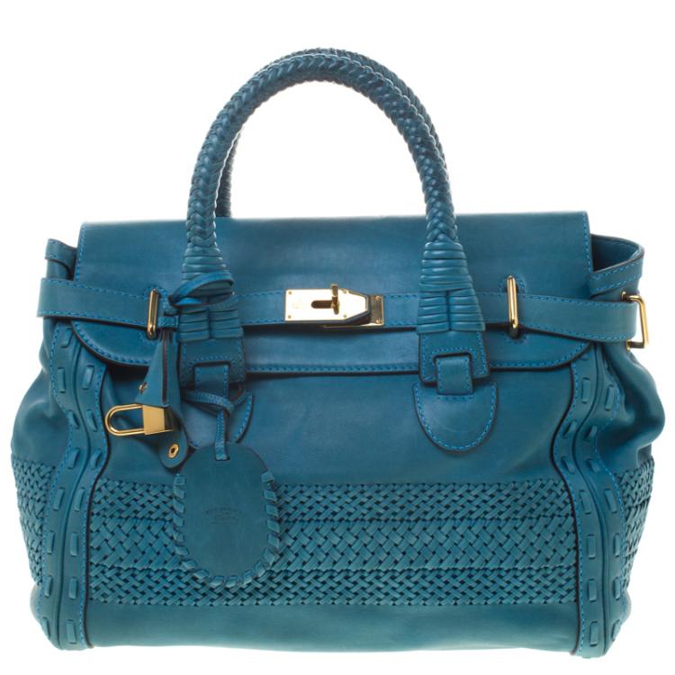 Gucci Blue Leather Large Handmade Top Handle Satchel Gucci | The Luxury ...