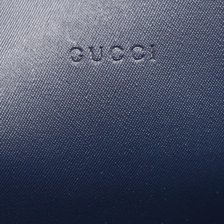 Pre Owned Gucci Navy Blue/Beige GG Supreme Canvas Medium Blooms Reversible Tote
