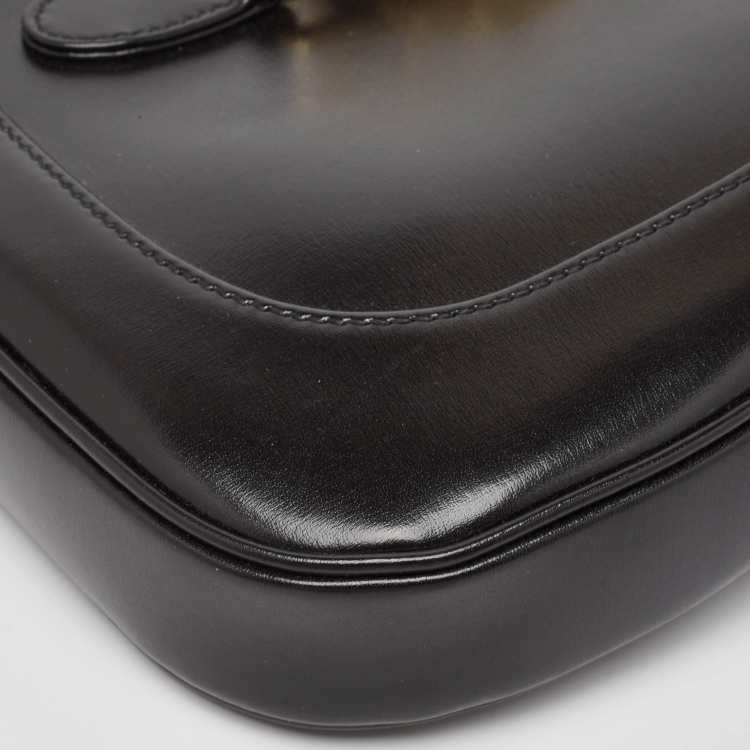 Pre Owned Gucci Black Glossy Leather Small Jackie 1961 Hobo
