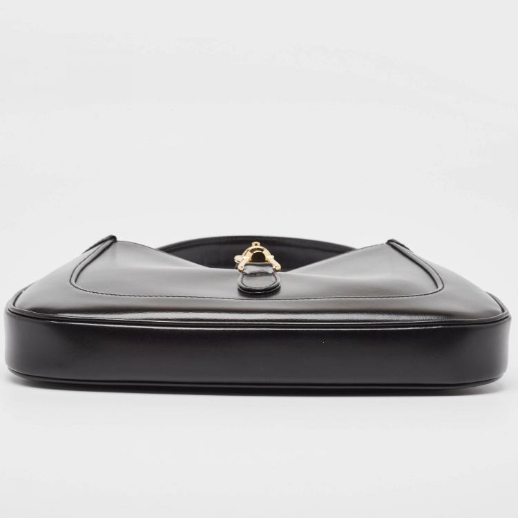 Pre Owned Gucci Black Glossy Leather Small Jackie 1961 Hobo