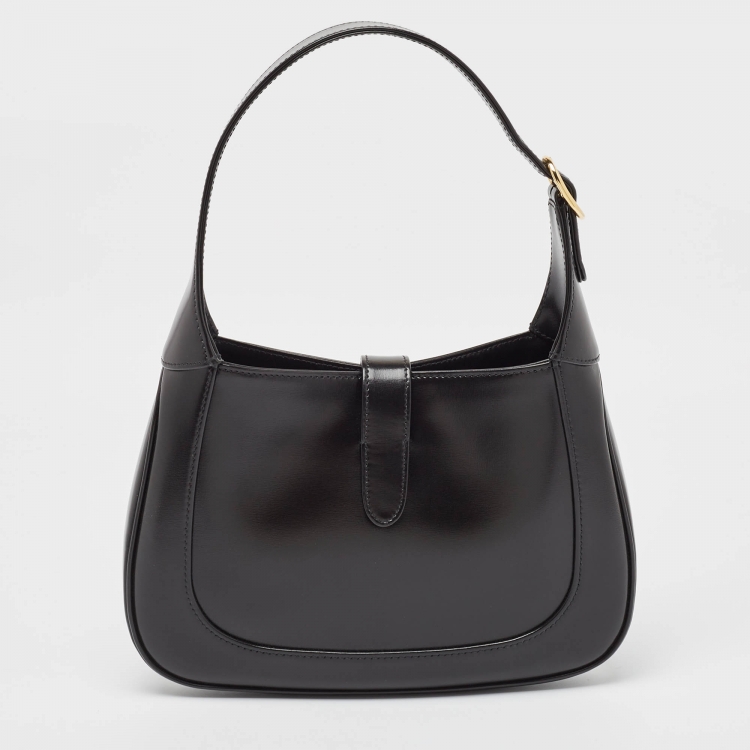 Pre Owned Gucci Black Glossy Leather Small Jackie 1961 Hobo