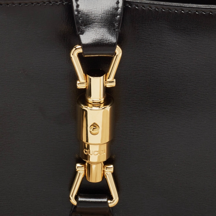 Pre Owned Gucci Black Glossy Leather Small Jackie 1961 Hobo