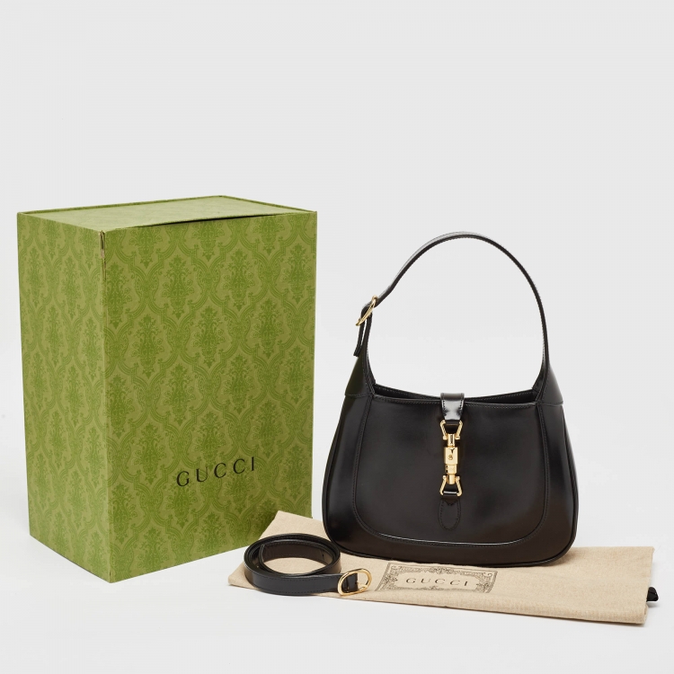 Pre Owned Gucci Black Glossy Leather Small Jackie 1961 Hobo
