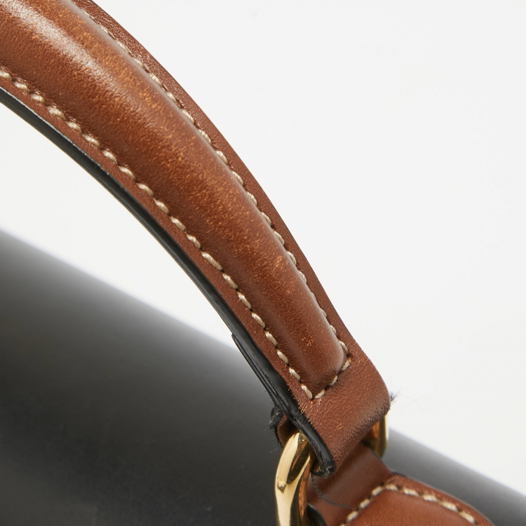 Pre Owned Gucci Tri Color GG Supreme Coated Canvas and Leather Padlock Top Handle Bag