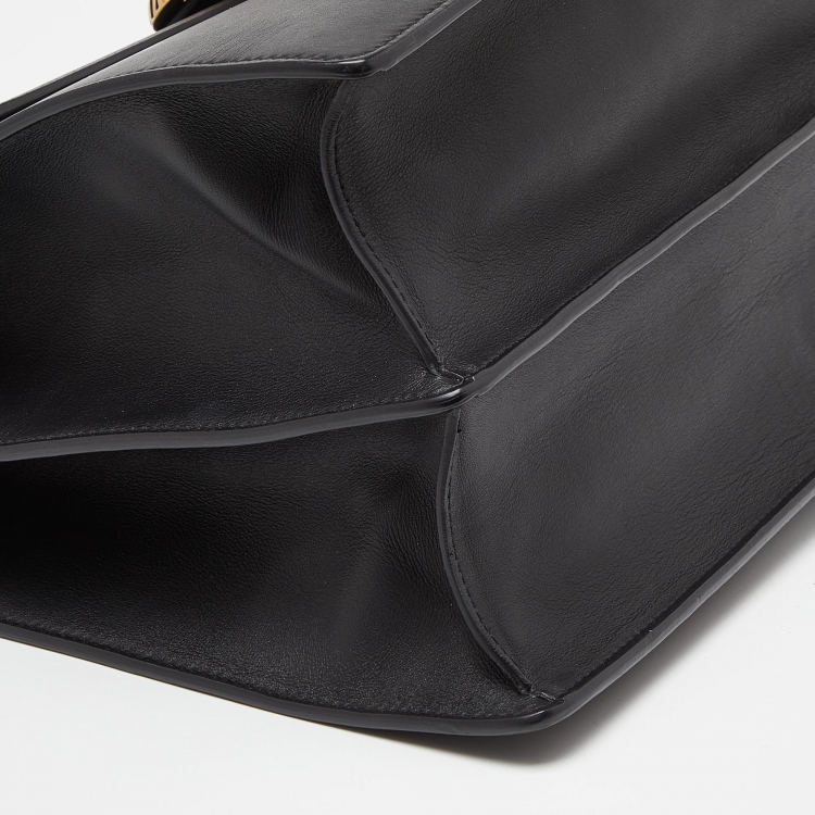Pre Owned Gucci Black Leather Large Dionysus Bamboo Top Handle Bag