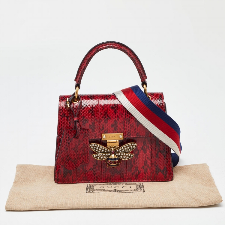 Pre Owned Gucci Red Ayers Small Queen Margaret Top Handle Bag