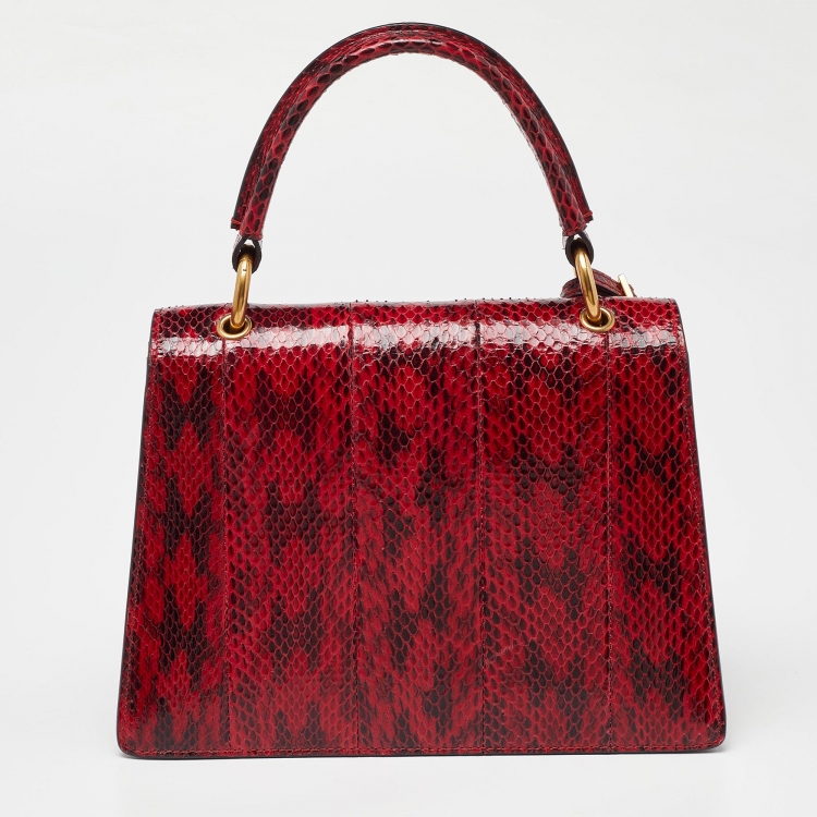 Pre Owned Gucci Red Ayers Small Queen Margaret Top Handle Bag
