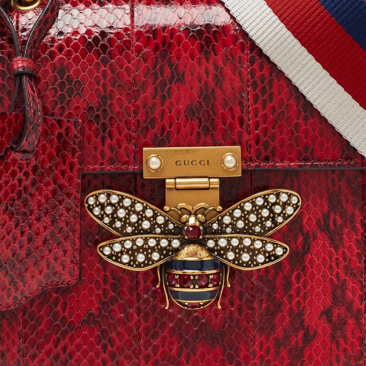 Pre Owned Gucci Red Ayers Small Queen Margaret Top Handle Bag
